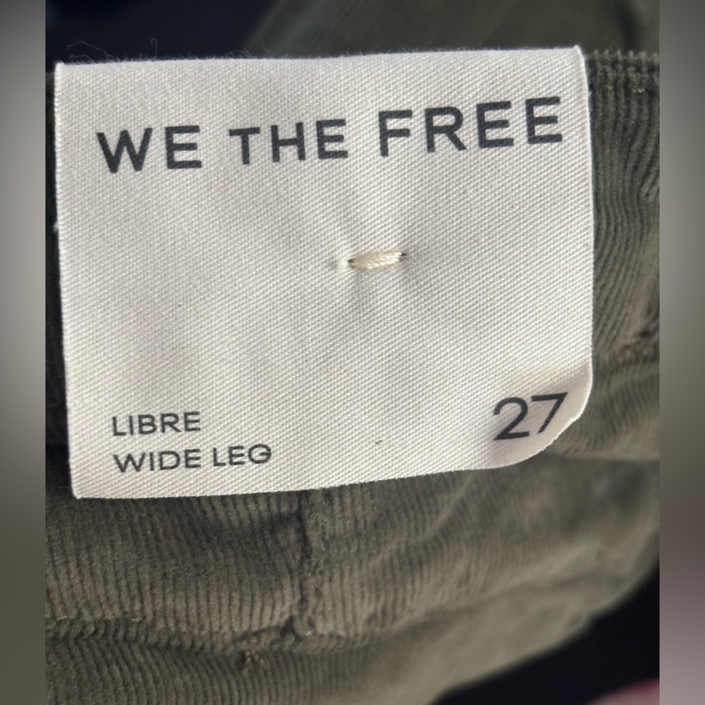 NWT We The Free People Libre Wide Leg Cord Jeans Green Mockingbird Size 27 - Picture 9 of 9